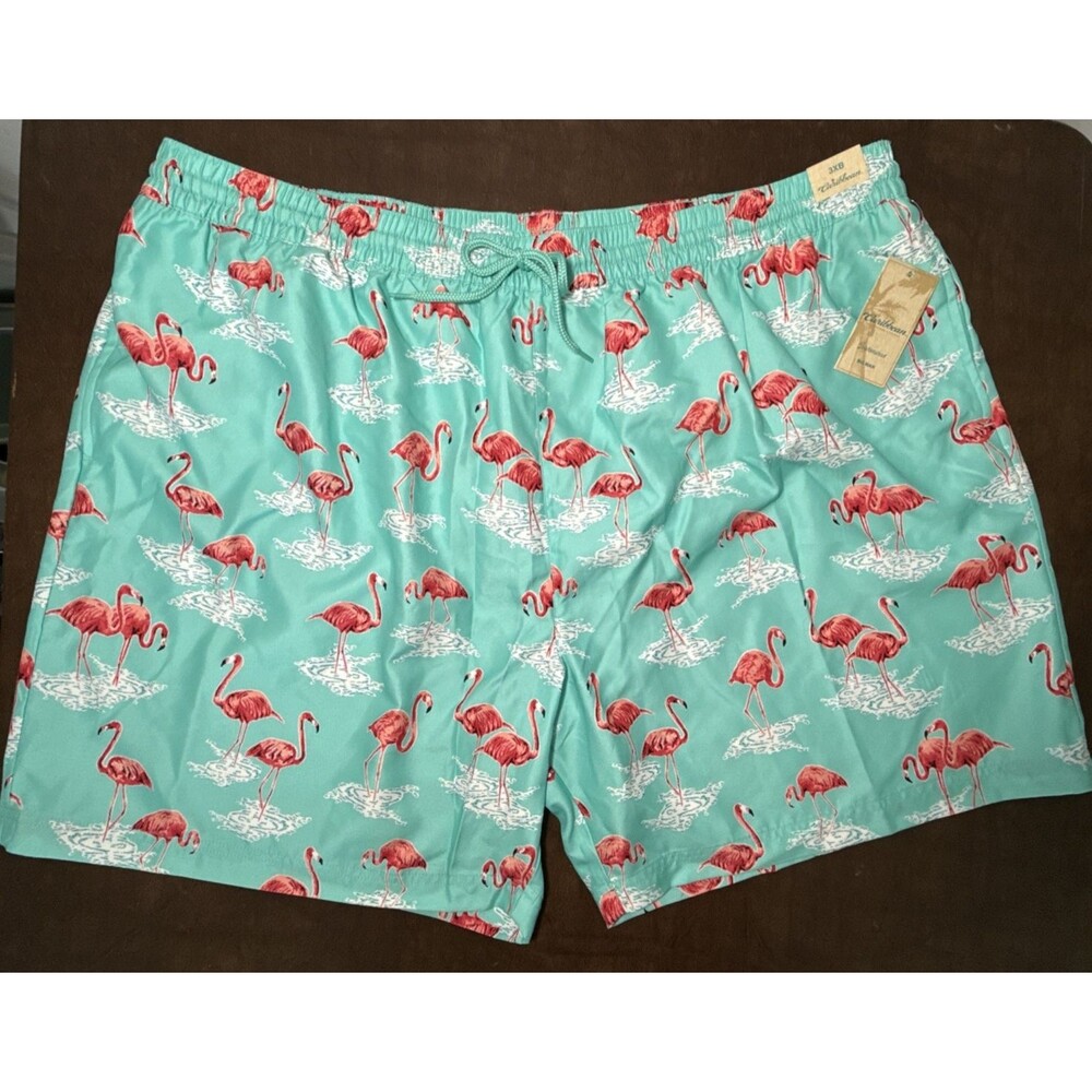 NWT Caribbean Swimwear Swim Shorts Trunks Pink Flamingo Sz 3X B Big Man